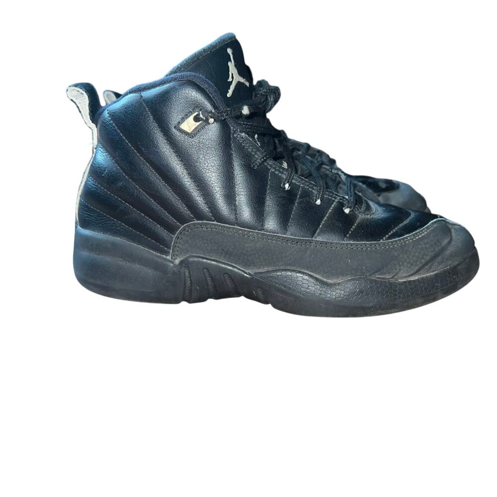 Nike Air Jordan Retro 12s All Black Basketball Sneakers Shoes Size 3Y